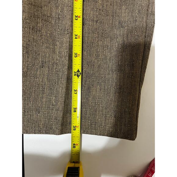 Sag Harbor 2 piece tan pant set with fall like flower embroidered on jacket/top - Picture 10 of 10